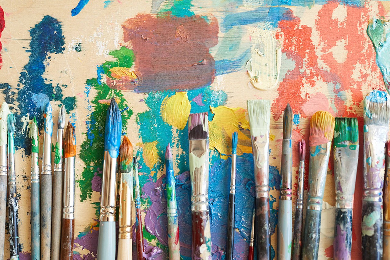Paintbrushes in paints